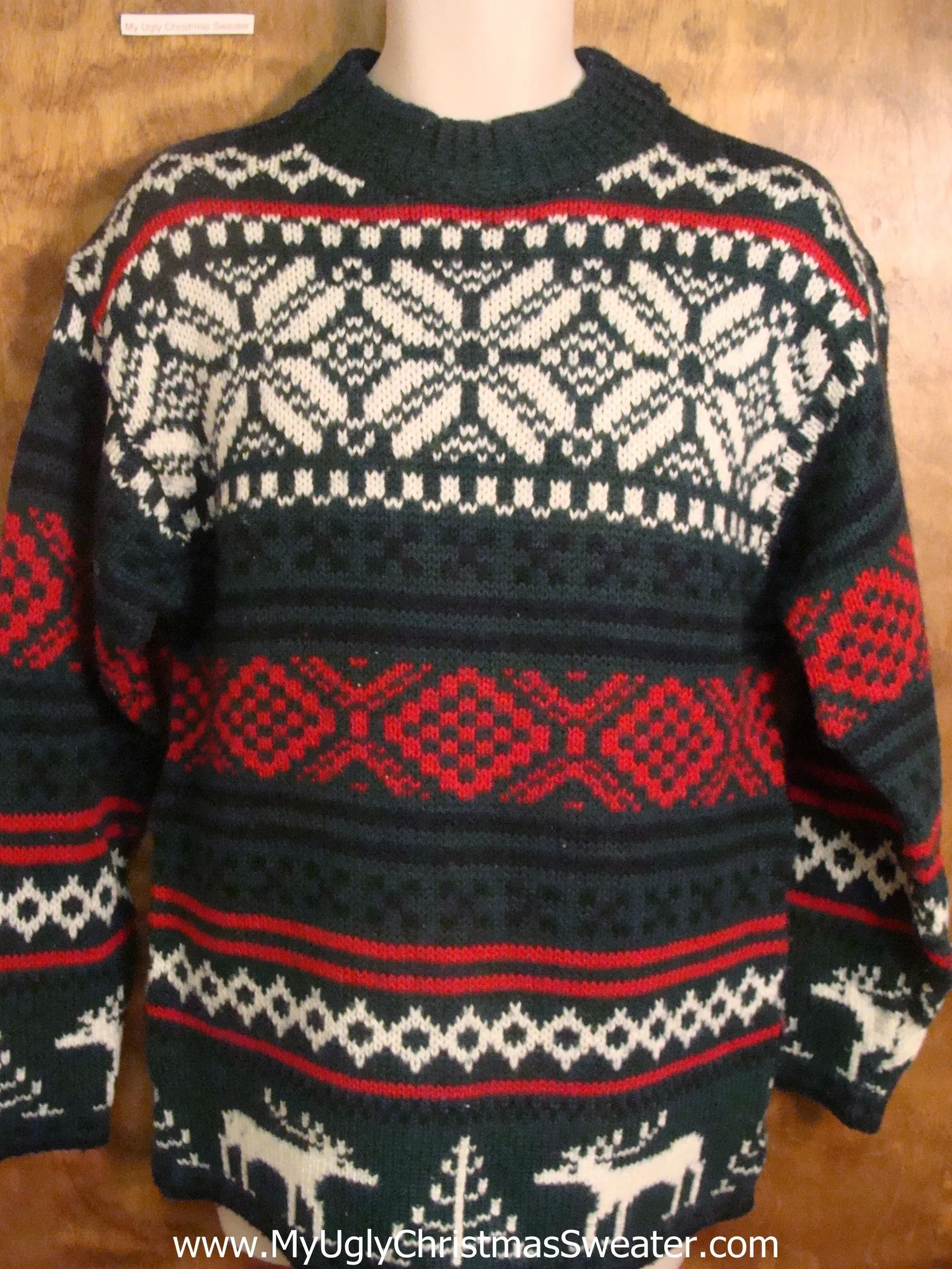 Red, White, and Green Nordic Bad Christmas Sweater
