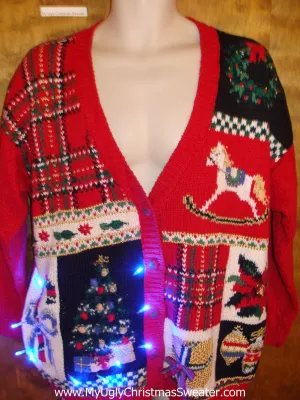 Retro 80s Mess Festive Light Up Ugly Xmas Sweater