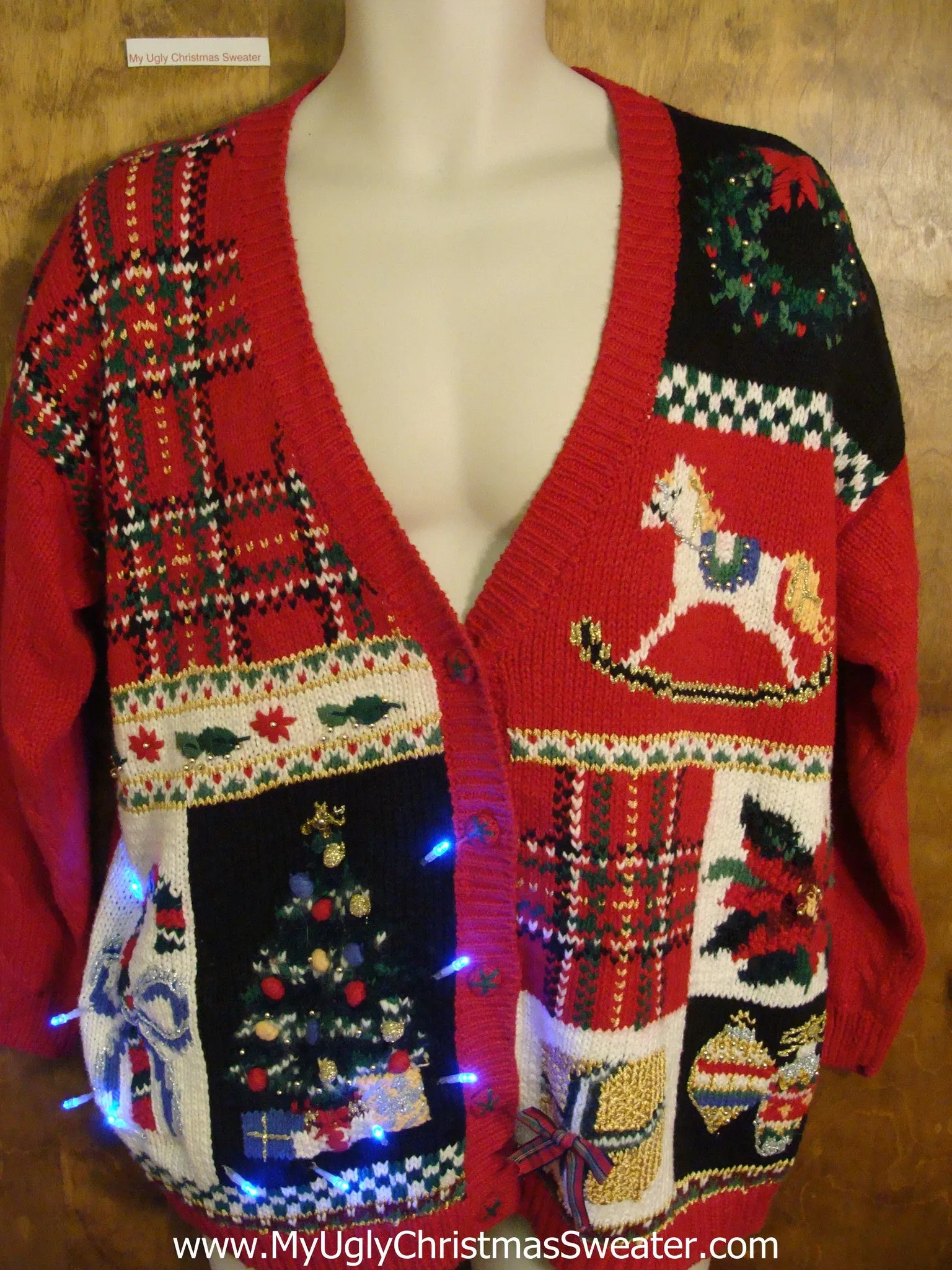 Retro 80s Mess Festive Light Up Ugly Xmas Sweater