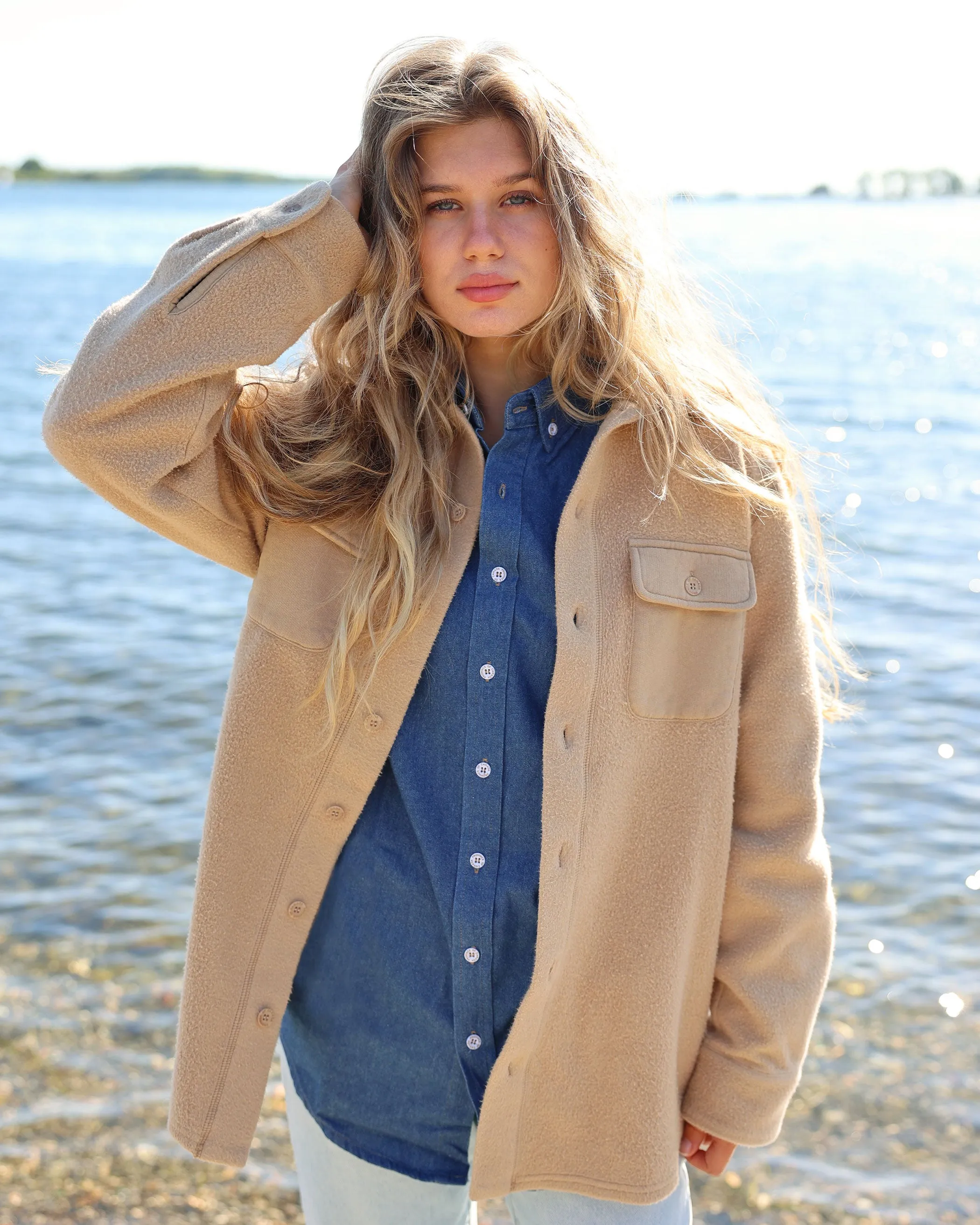 Reverse Fleece Overshirt Khaki - Unisex
