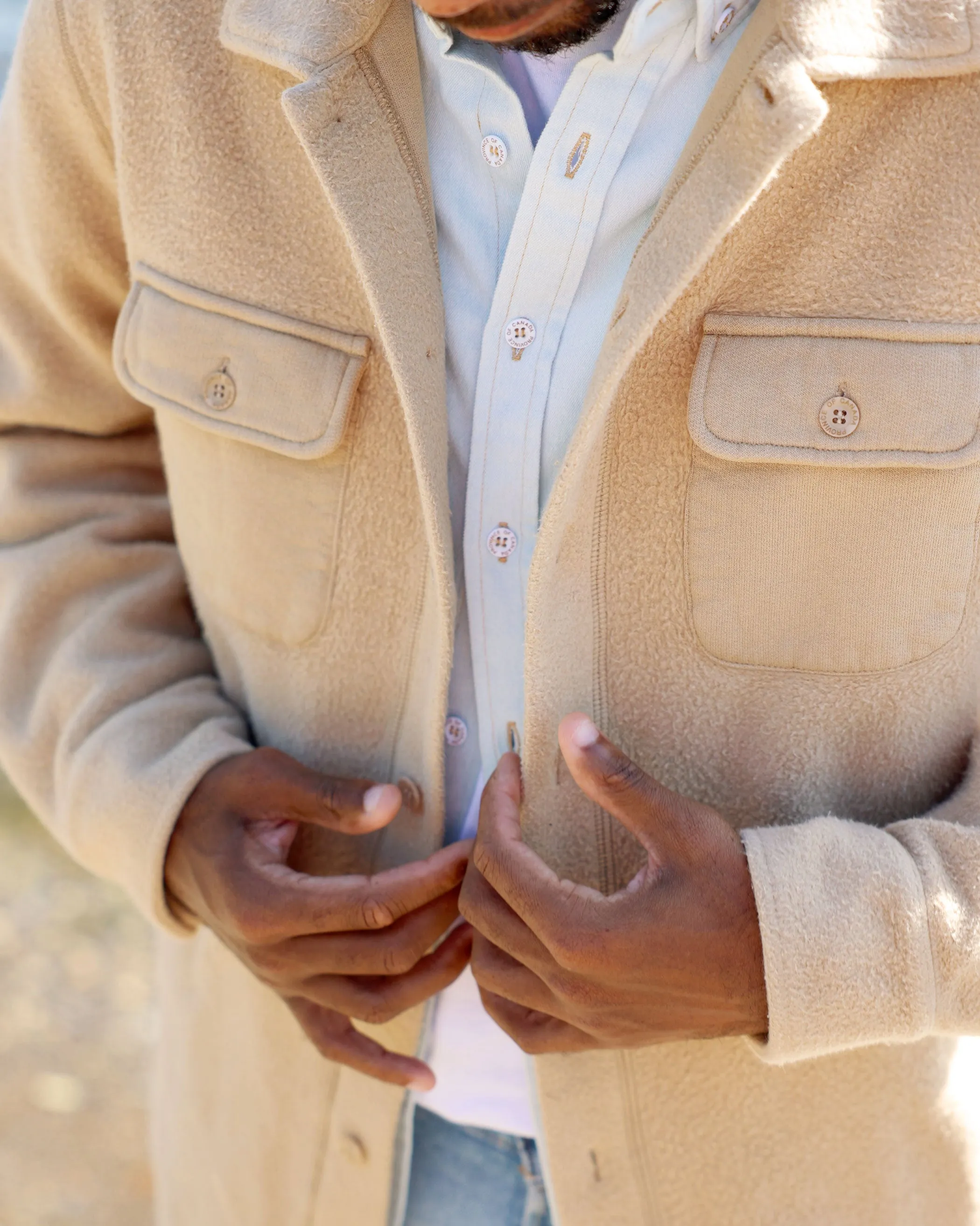 Reverse Fleece Overshirt Khaki - Unisex