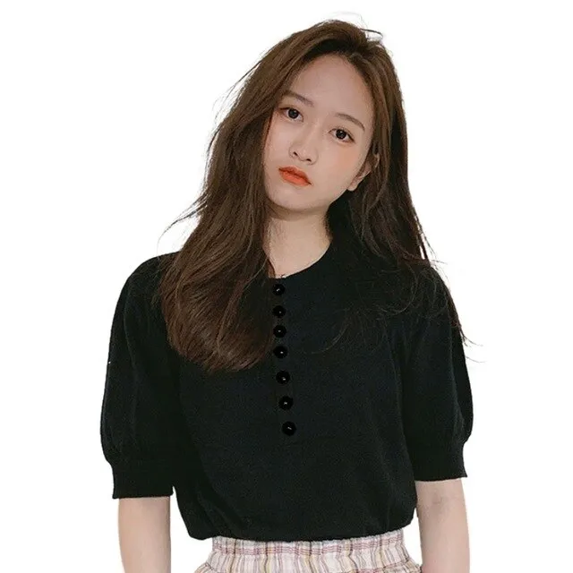 Round Neck Ice Silk Knitted Shirt