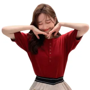 Round Neck Ice Silk Knitted Shirt