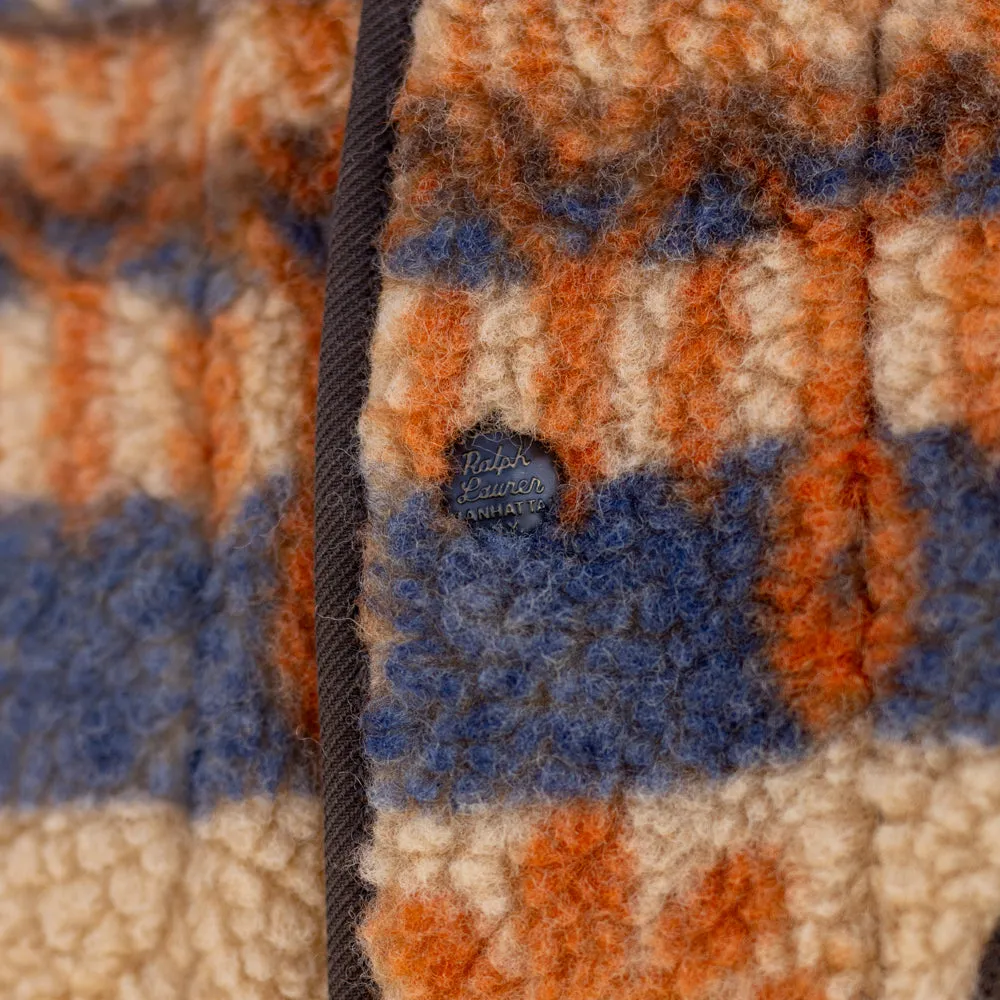 RRL Wool-Blend Pile Fleece Jacket Orange/ Multi