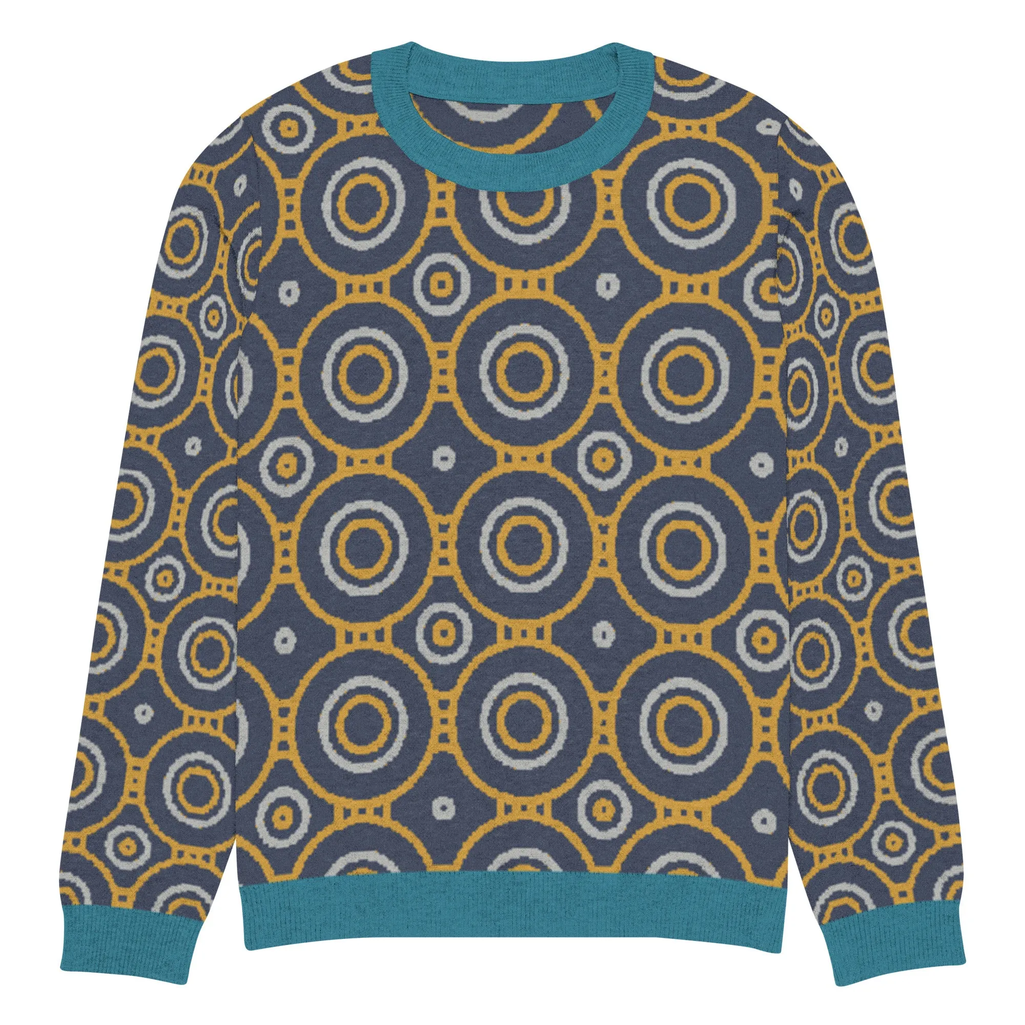 Sailor Blue Calypso Swirl Knitted Crewneck Sweater