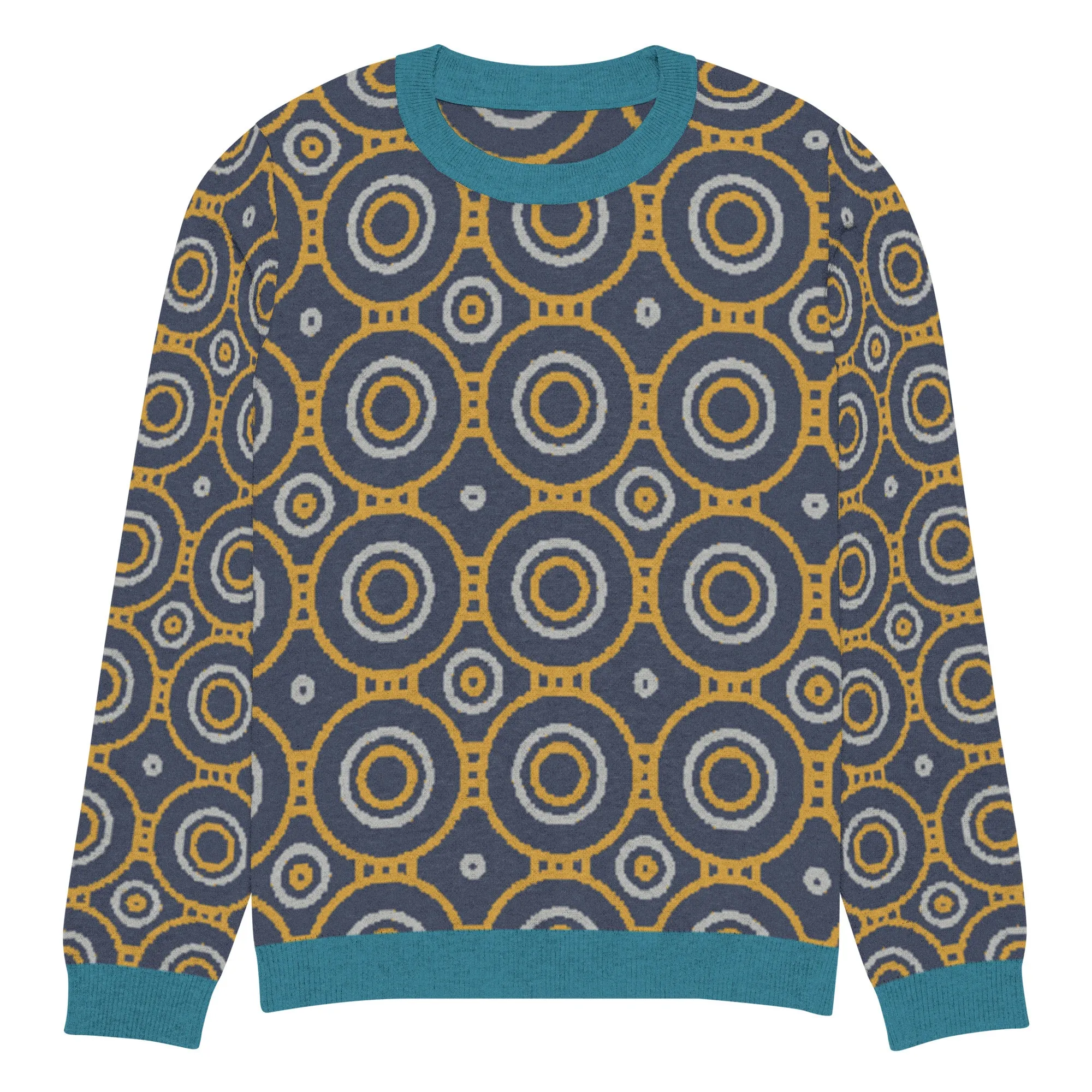 Sailor Blue Calypso Swirl Knitted Crewneck Sweater