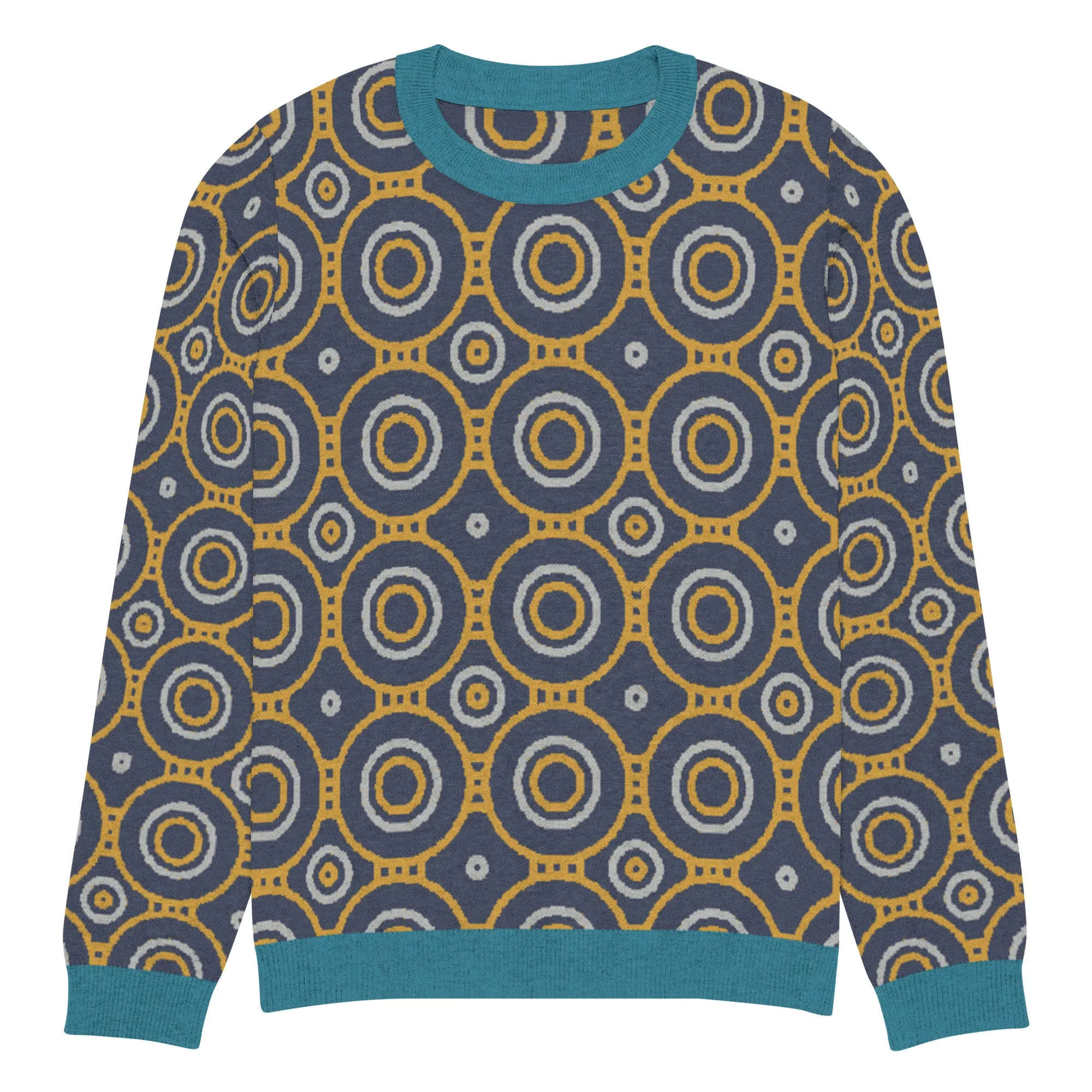 Sailor Blue Calypso Swirl Knitted Crewneck Sweater