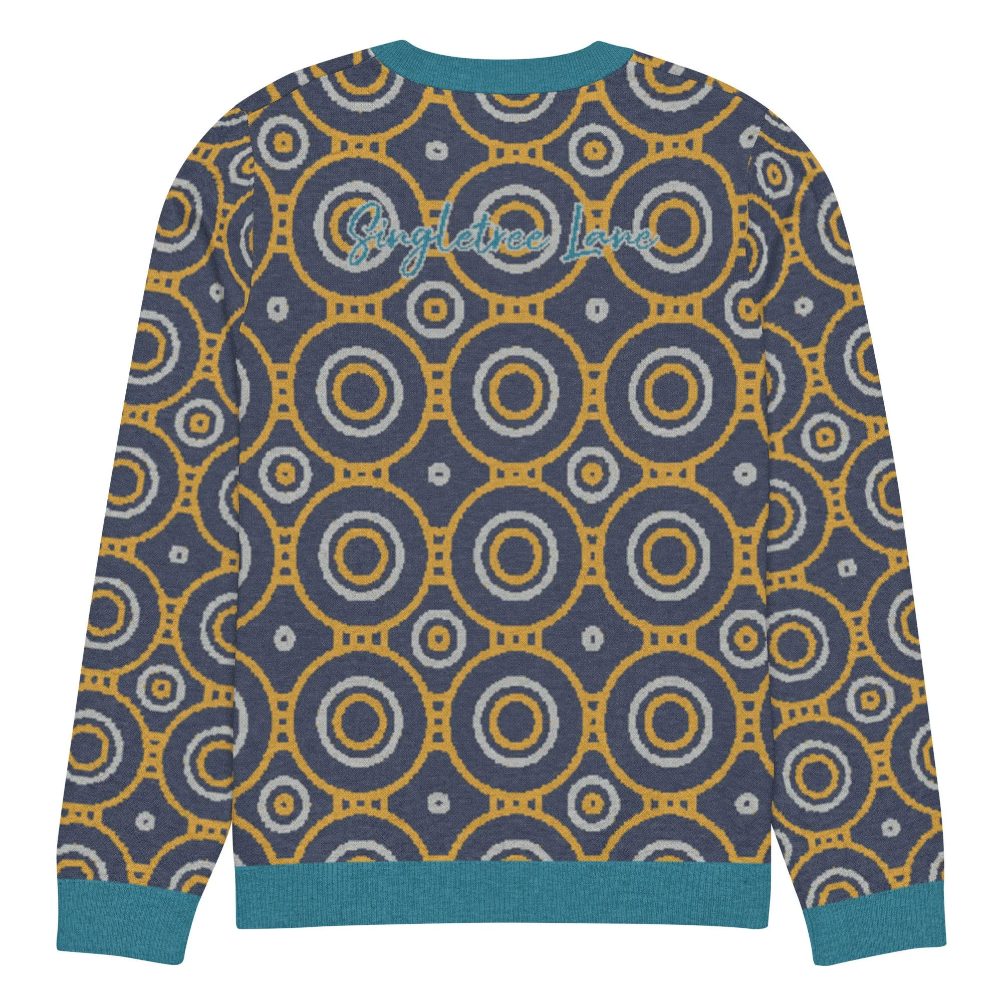 Sailor Blue Calypso Swirl Knitted Crewneck Sweater