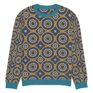 Sailor Blue Calypso Swirl Knitted Crewneck Sweater