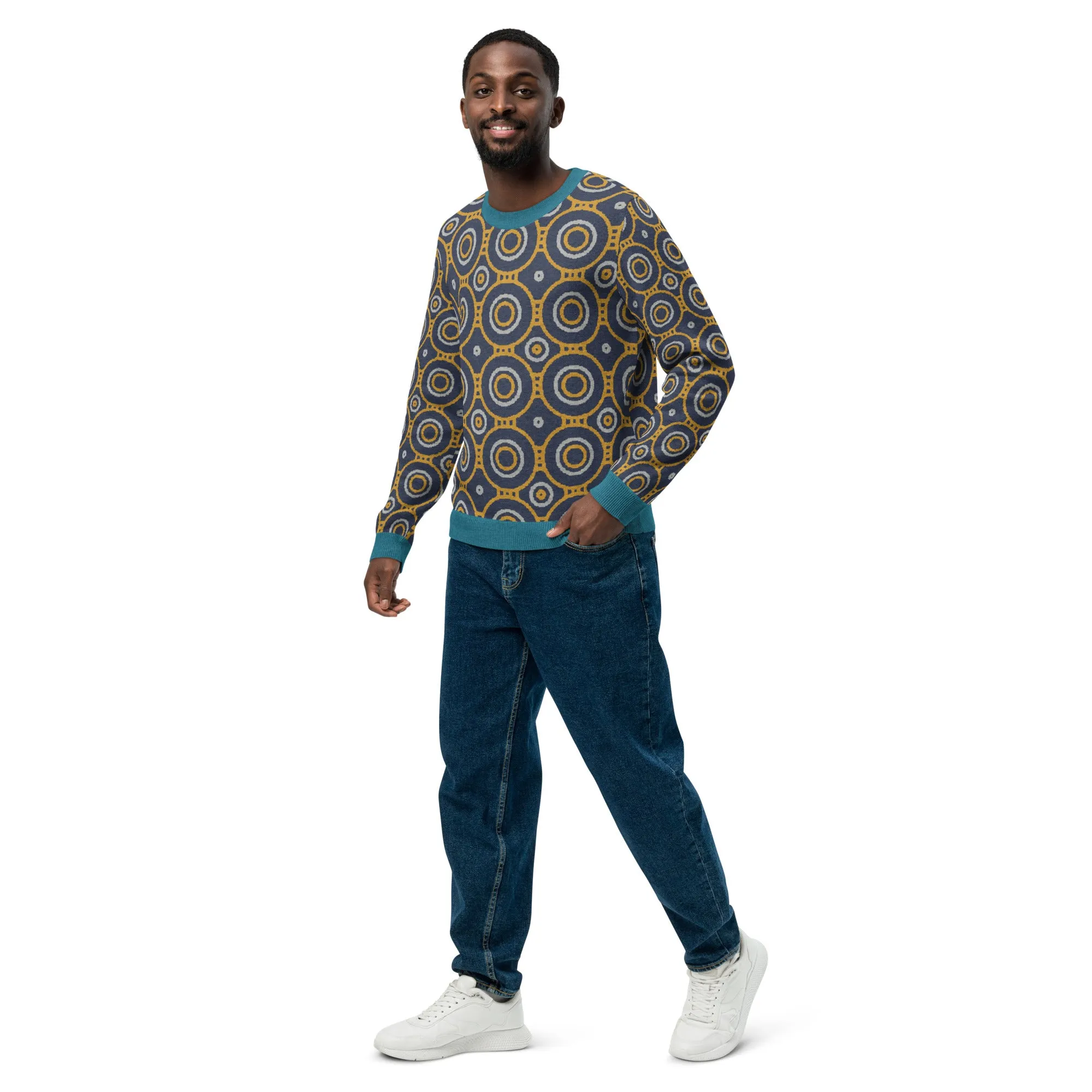 Sailor Blue Calypso Swirl Knitted Crewneck Sweater