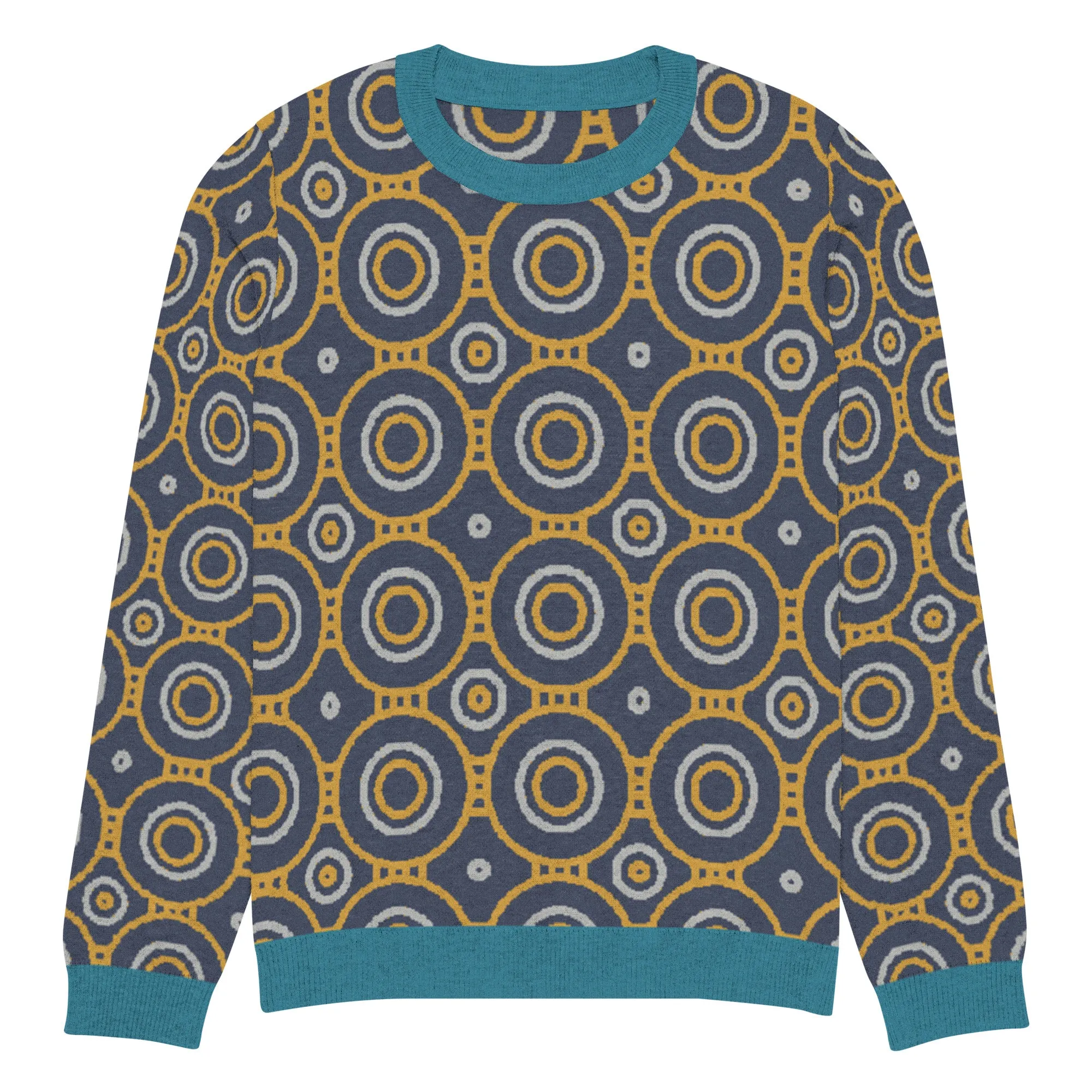Sailor Blue Calypso Swirl Knitted Crewneck Sweater