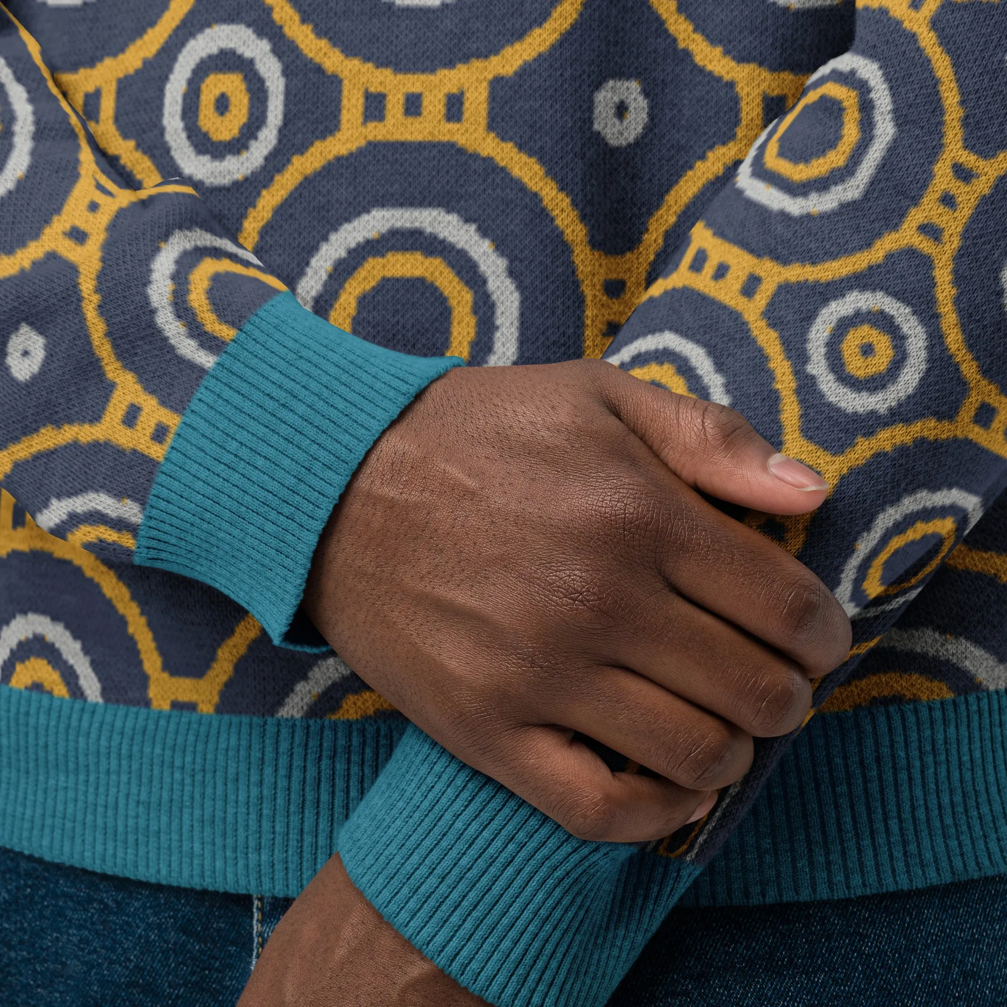 Sailor Blue Calypso Swirl Knitted Crewneck Sweater