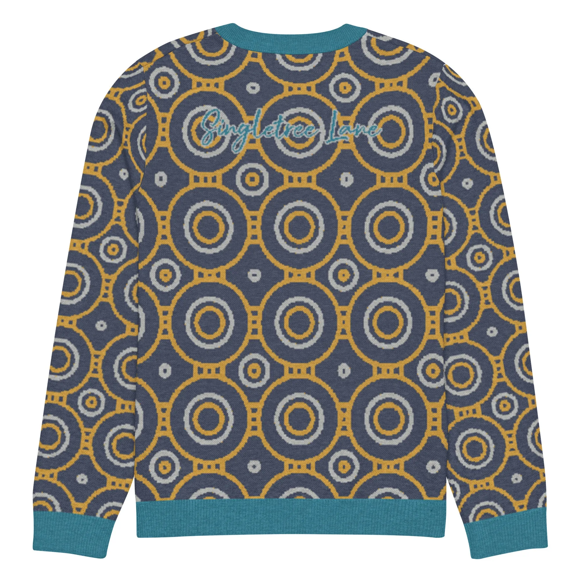 Sailor Blue Calypso Swirl Knitted Crewneck Sweater