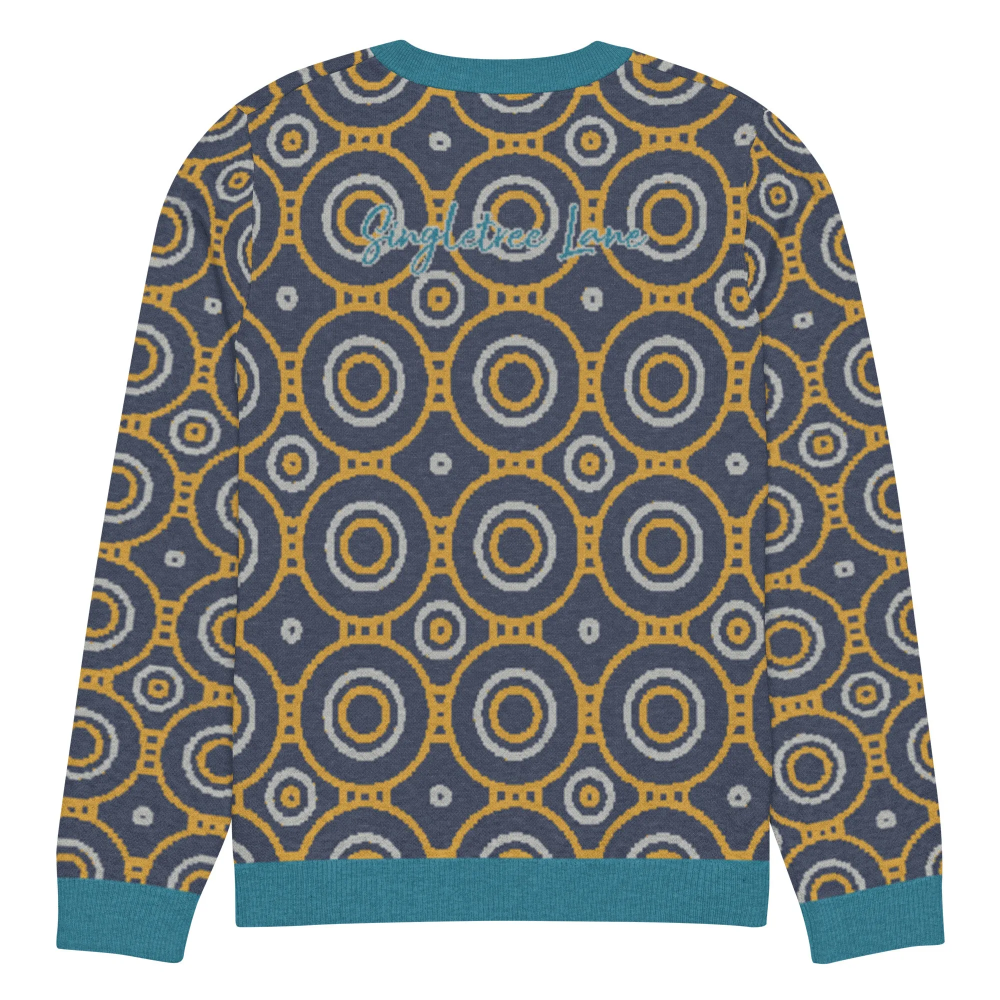 Sailor Blue Calypso Swirl Knitted Crewneck Sweater