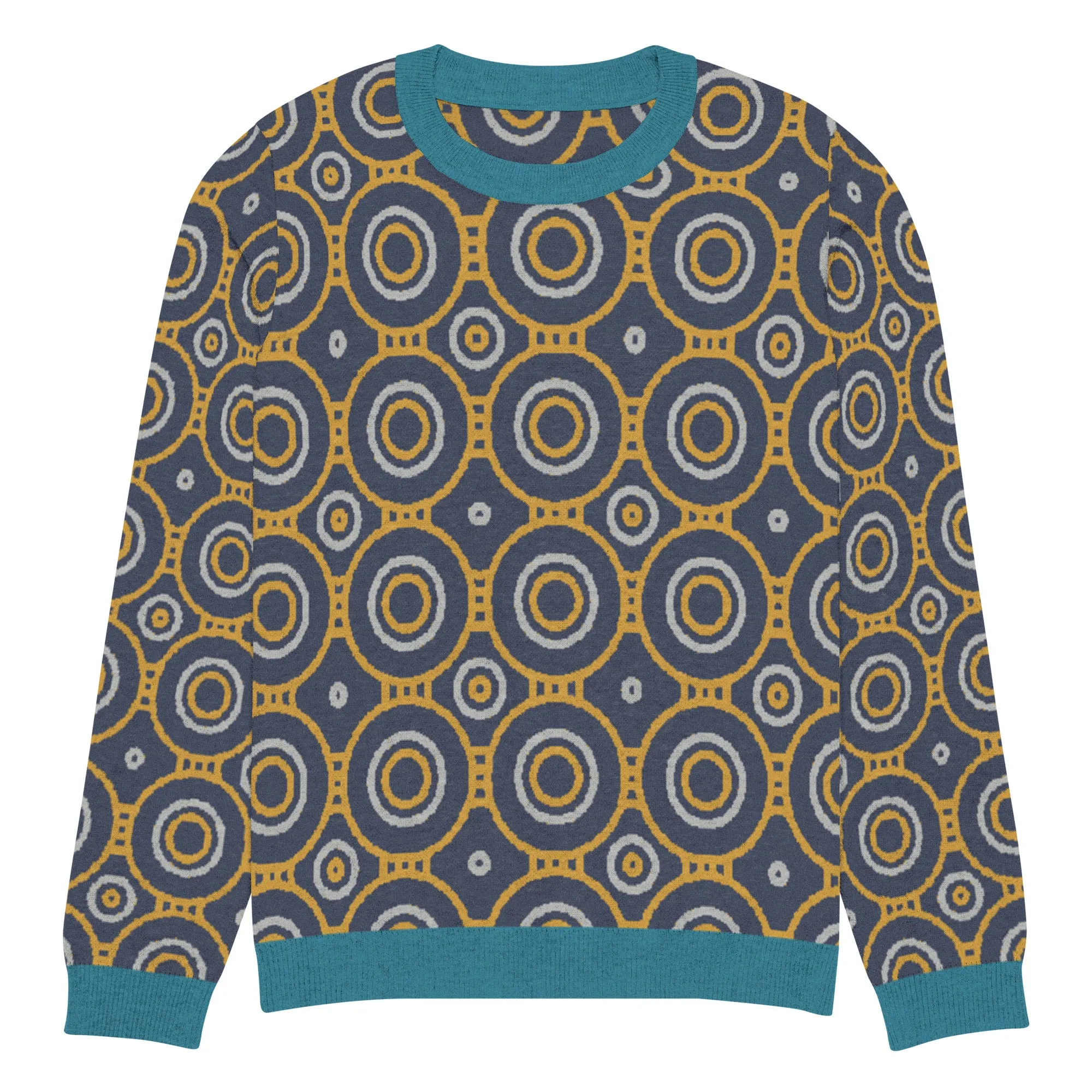 Sailor Blue Calypso Swirl Knitted Crewneck Sweater
