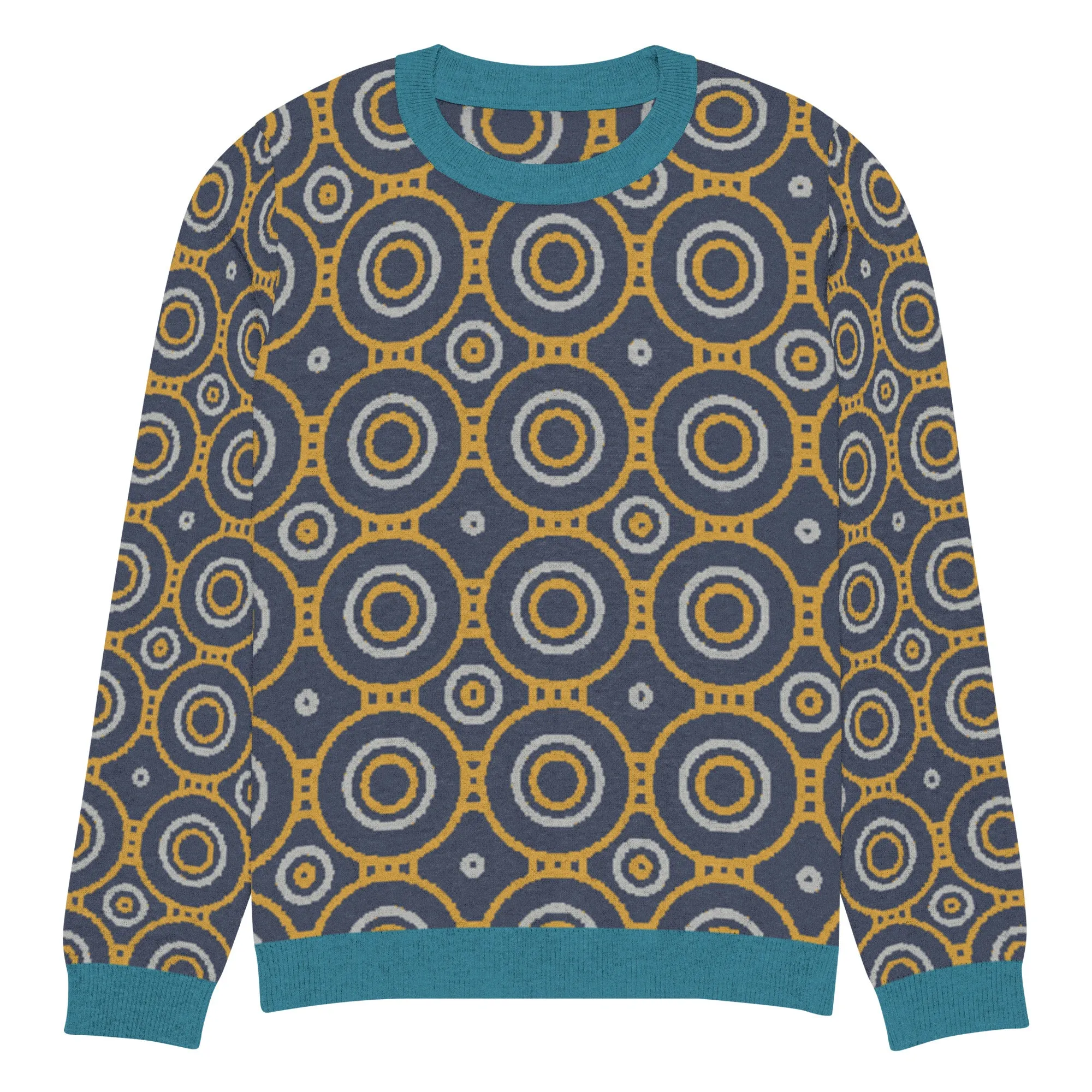 Sailor Blue Calypso Swirl Knitted Crewneck Sweater