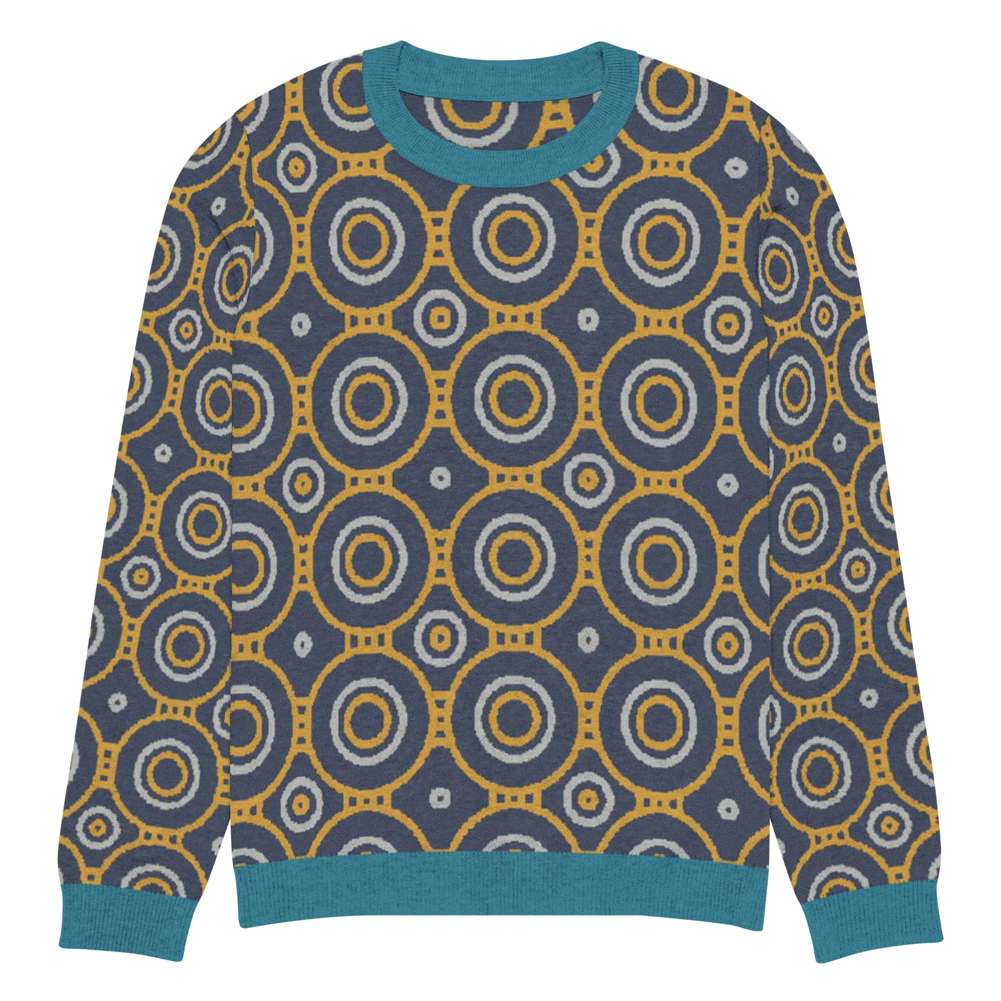 Sailor Blue Calypso Swirl Knitted Crewneck Sweater