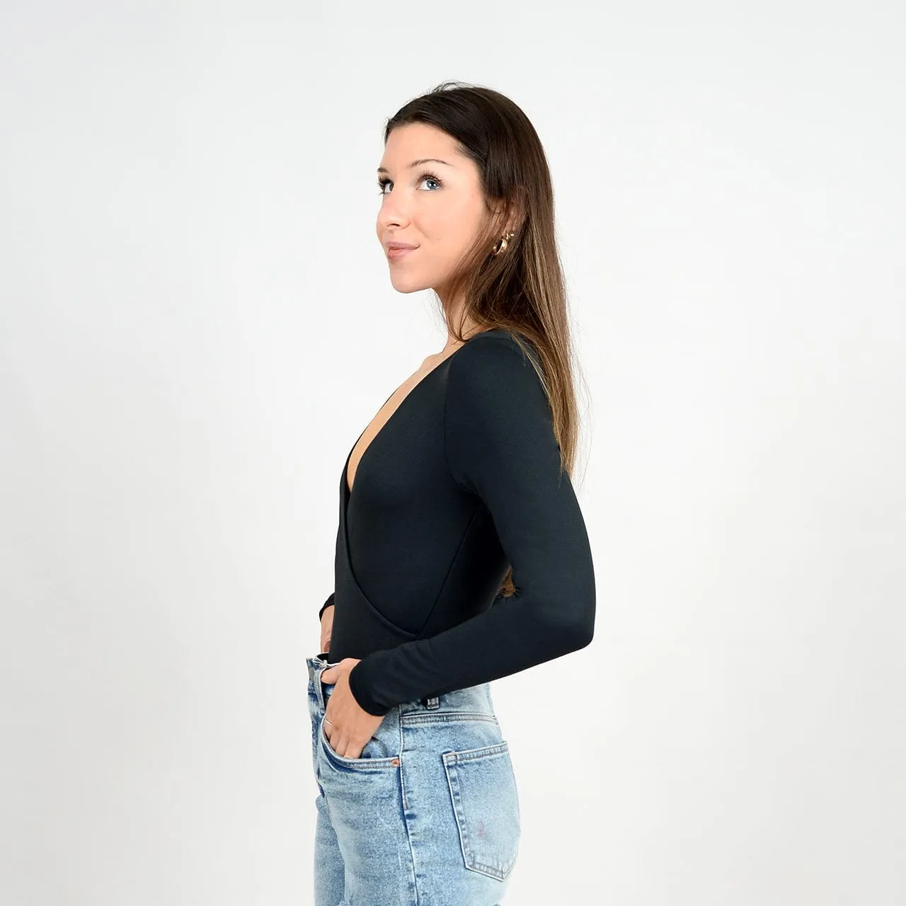 Second Skin Elodie Wrap Long Sleeve Bodysuit