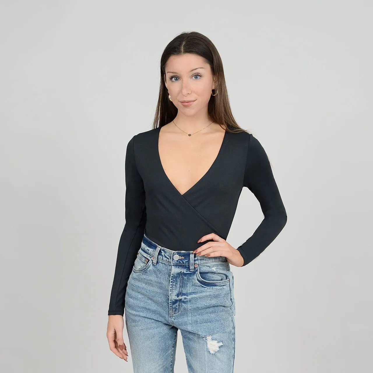 Second Skin Elodie Wrap Long Sleeve Bodysuit