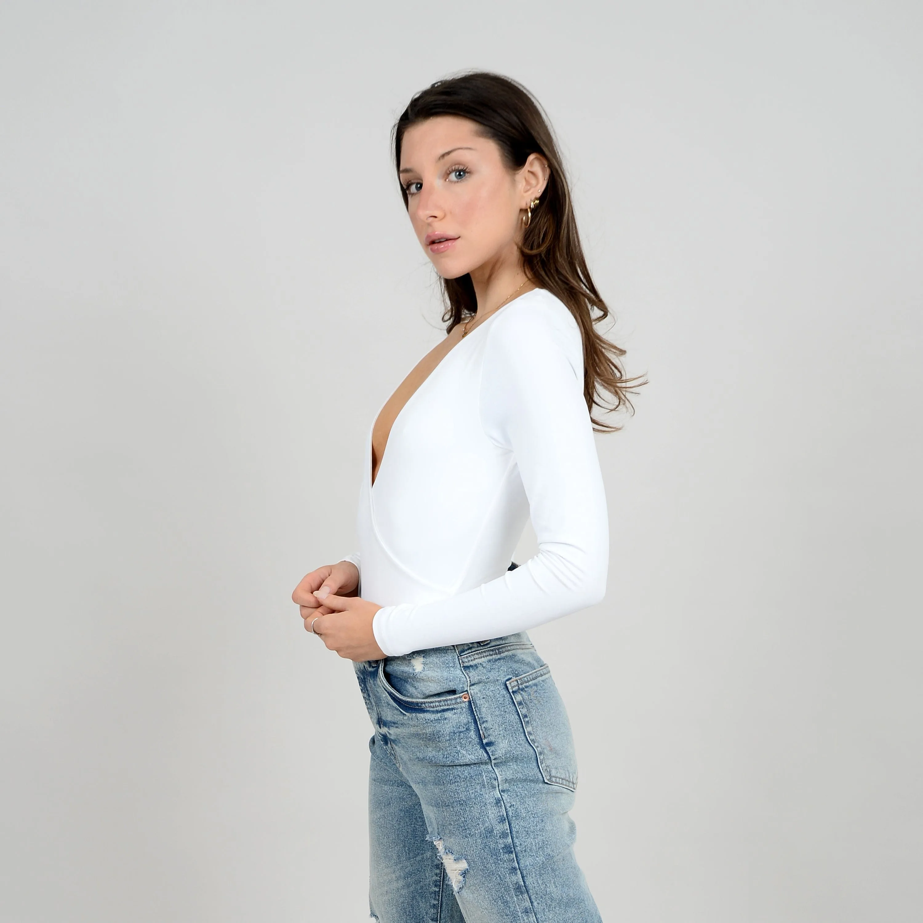 Second Skin Elodie Wrap Long Sleeve Bodysuit