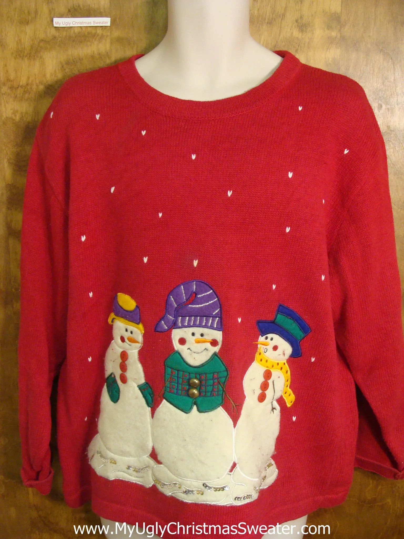 Snowmen Friends Having Fun Tacky Xmas Sweater