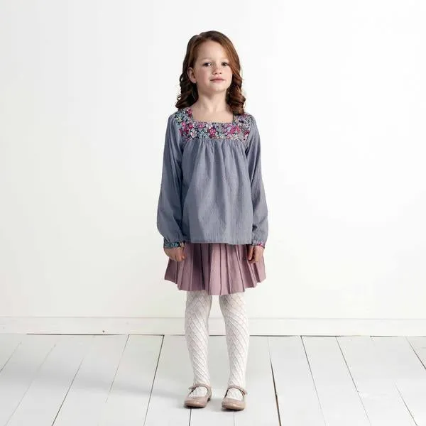 SOFIE - Girls Pleated Skirt by JAM – Blue Grey