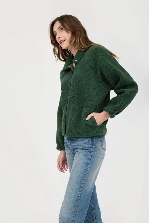 Solid Snap Button Fleece Jacket  HUNTER GREEN