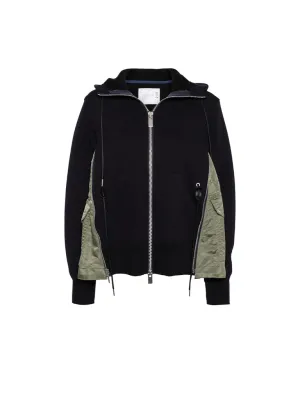 Sponge Sweat & Nylon Twill Zip-Front Hoodie