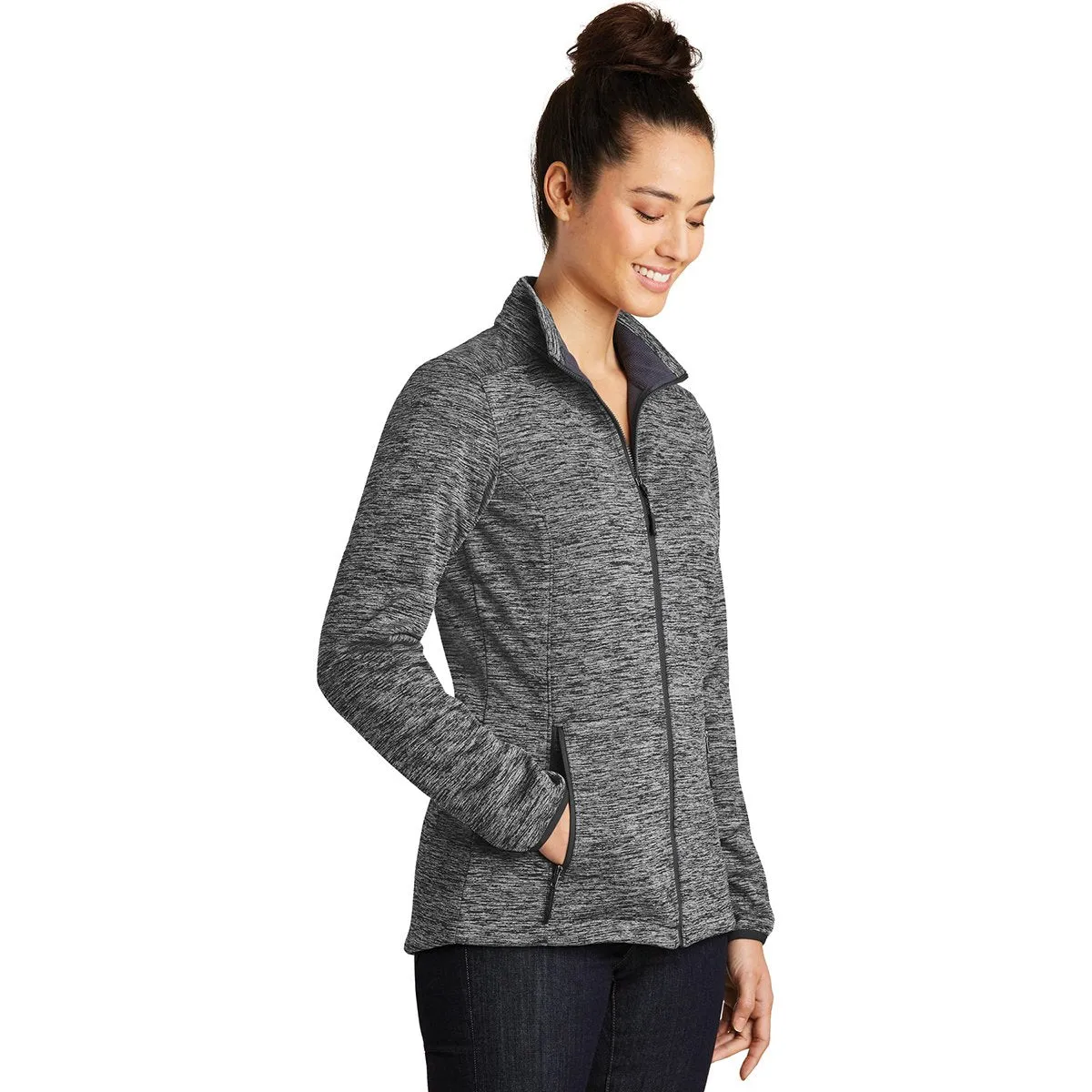 Sport-Tek Women's Black Electric Posicharge Electric Heather Soft Shell Jacket