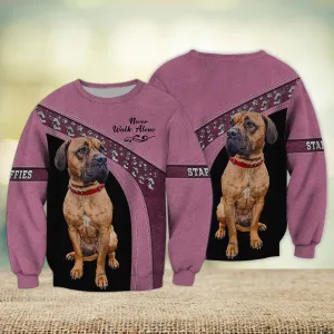 Staffies Love Never Walk Alone Love 3D Full Print Shirts, Sweatshirt for Loss of Dog Christmas