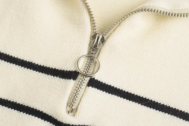 STRIPED ASYMMETRY KNITTED SWEATER