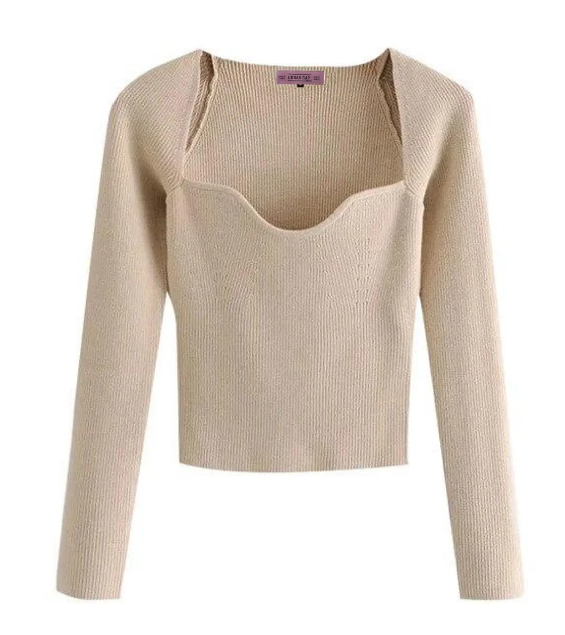 SWEETHEART NECK CROPPED SWEATER