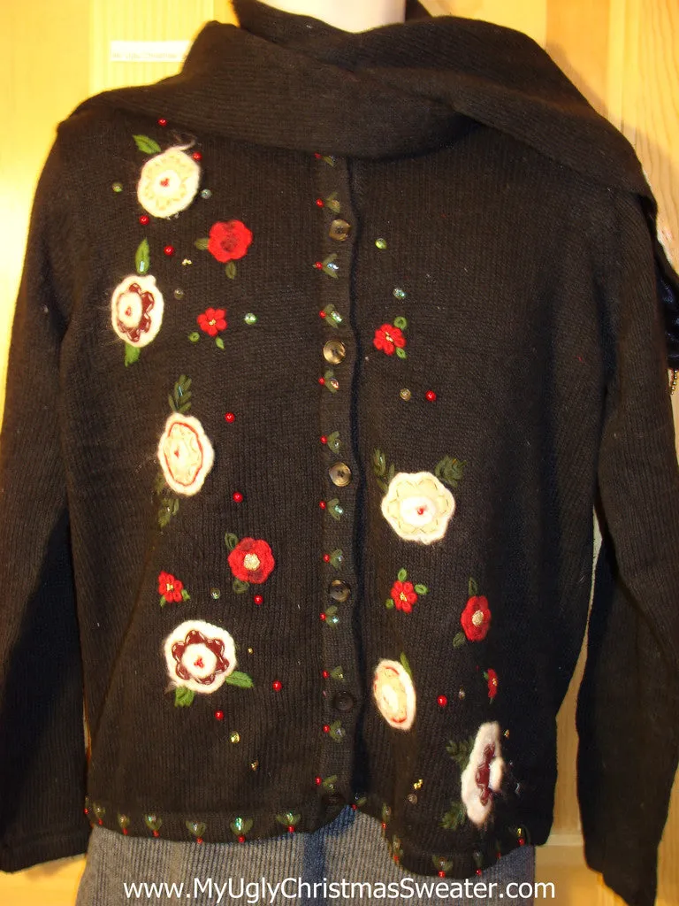Tacky Cheap Ugly Christmas Sweater and Scarf Combo (f673)