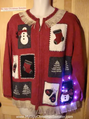 Tacky Ugly Christmas Sweater with Lights and Fringe (g70)