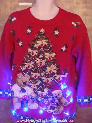 Teddy Bear Fun Light Up Ugly Xmas Sweater