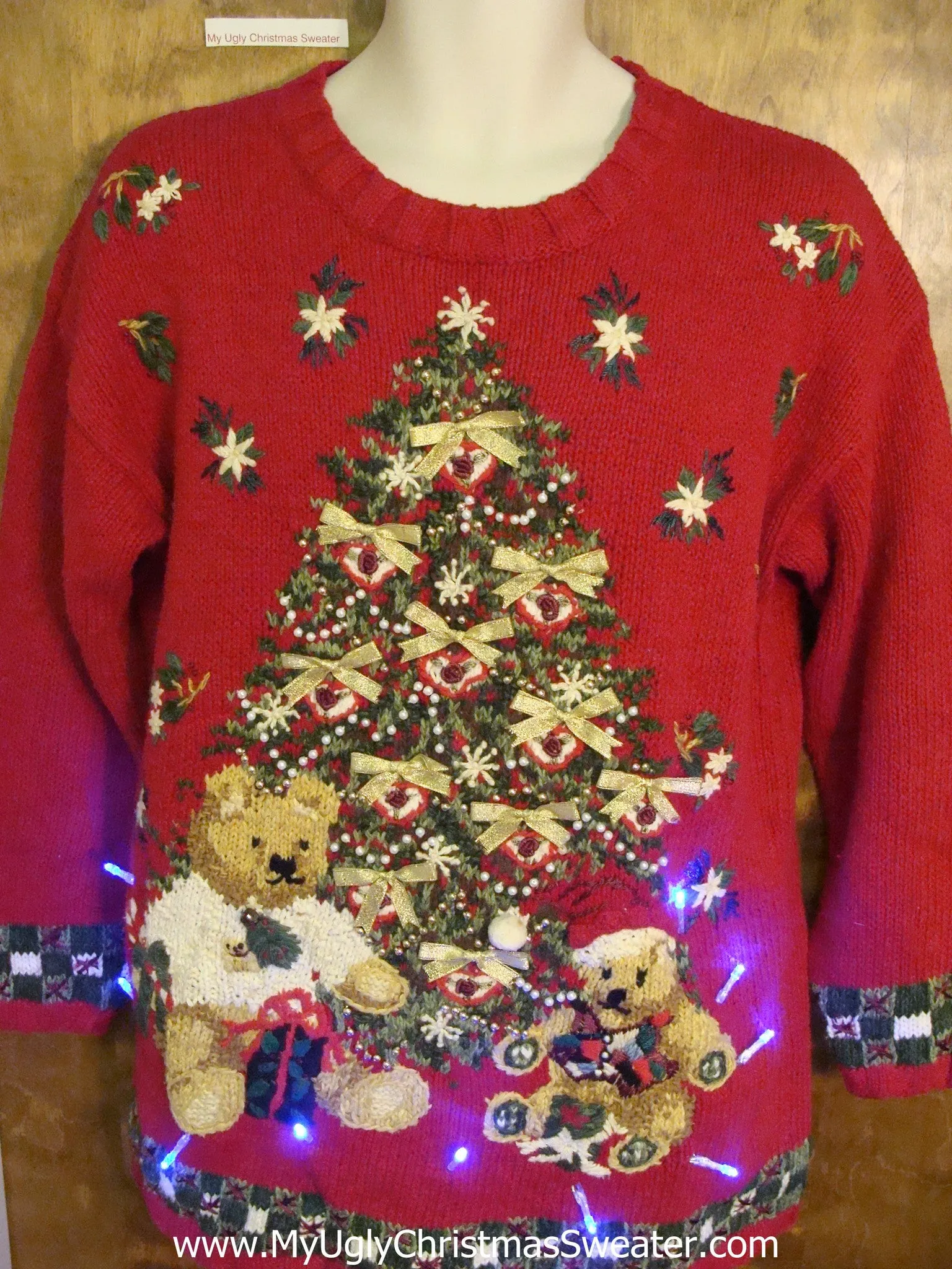 Teddy Bear Fun Light Up Ugly Xmas Sweater