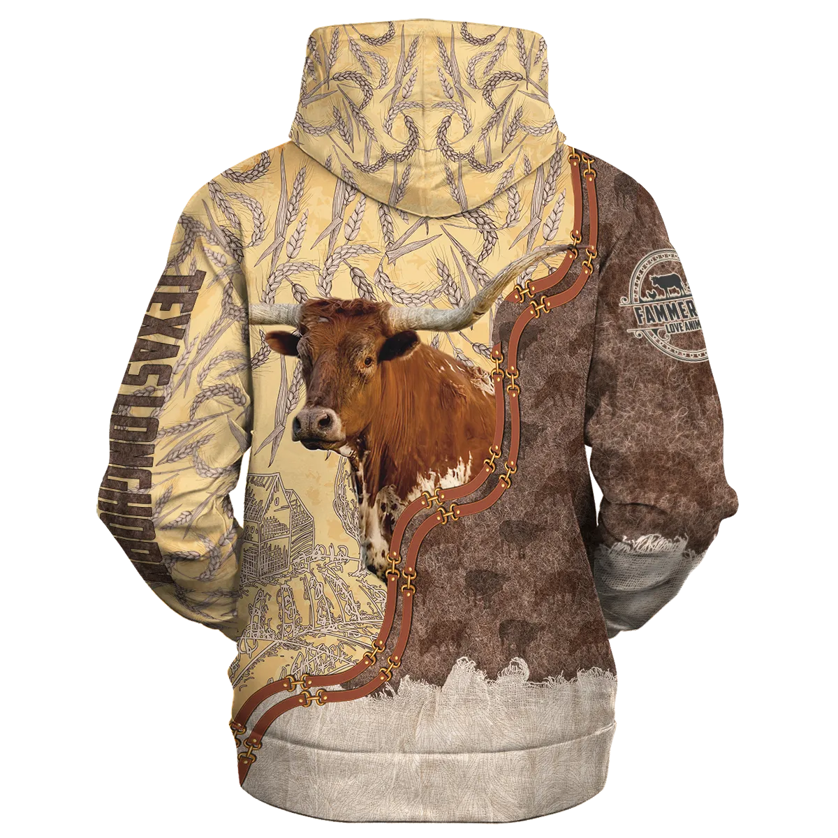 Texas Longhorn Lovers In Barley Pattern Hoodie