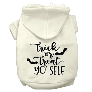 Trick Or Treat Yo' Self Screen Print Dog Hoodie Cream Xxl