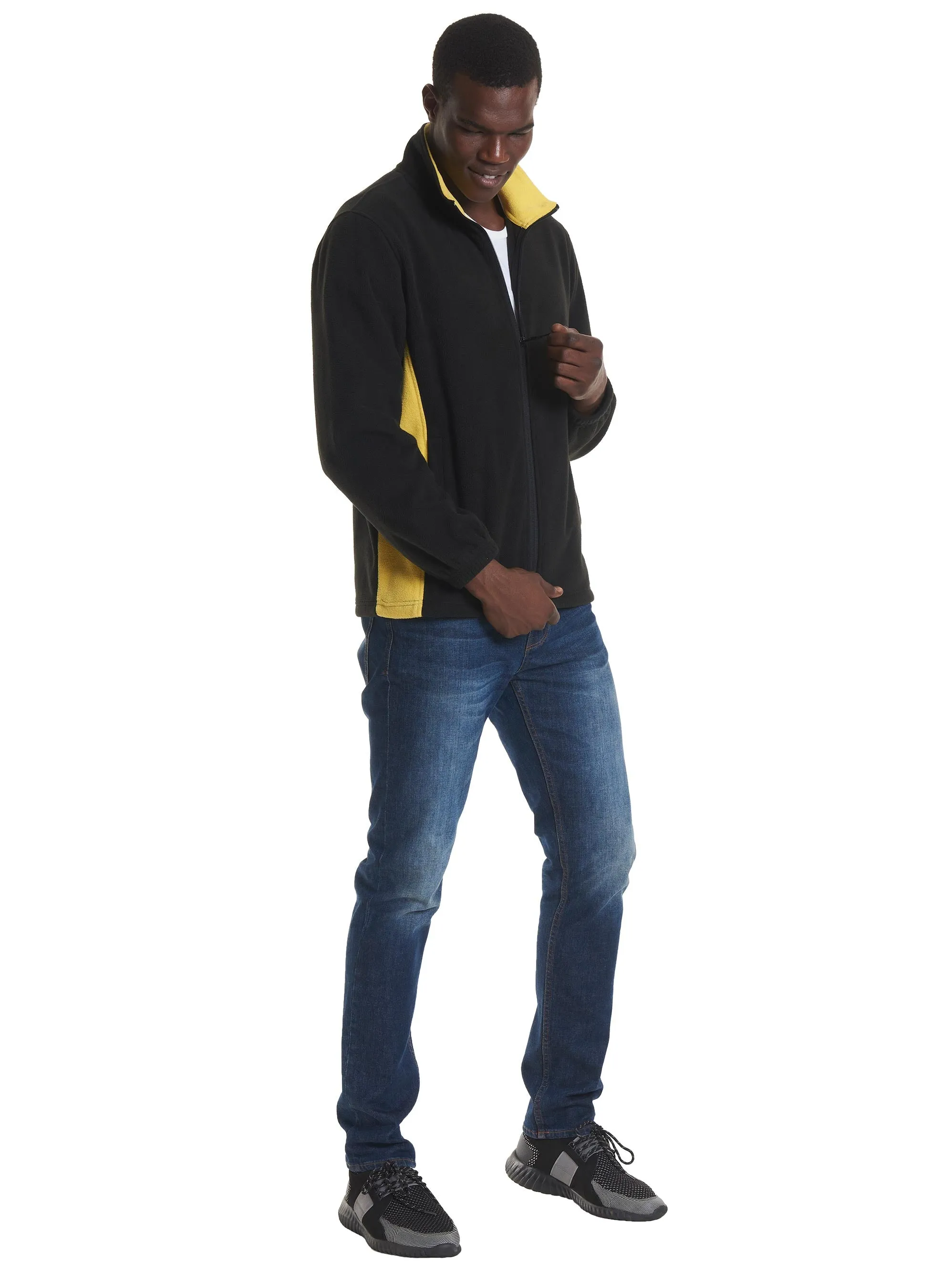 Two Tone Full Zip Fleece Jacket | Navy/Red