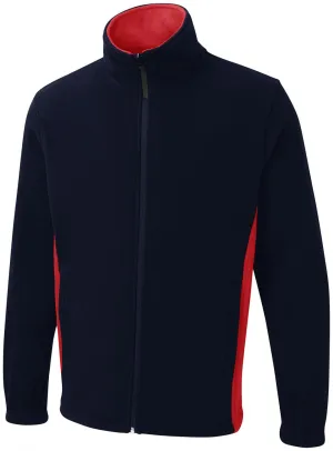Two Tone Full Zip Fleece Jacket | Navy/Red