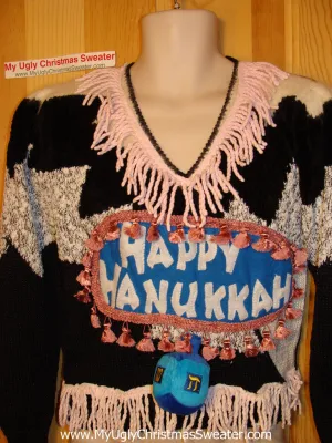 Ugly Christmas Sweater Party Hanukkah Sweater Vintage 80s (j169)