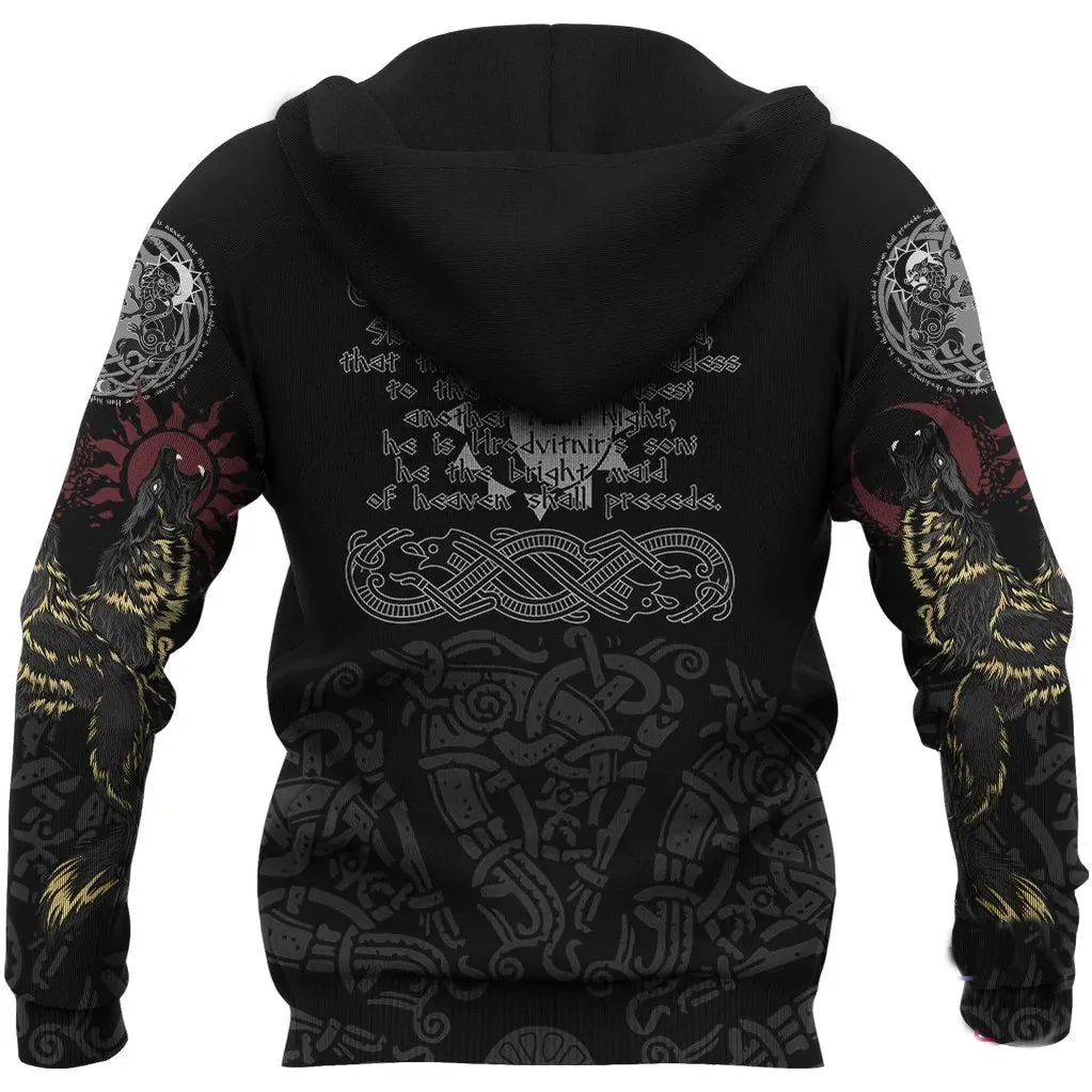 Viking Wolf Hoodie, The Wolves Skoll And Hati Viking Hoodie